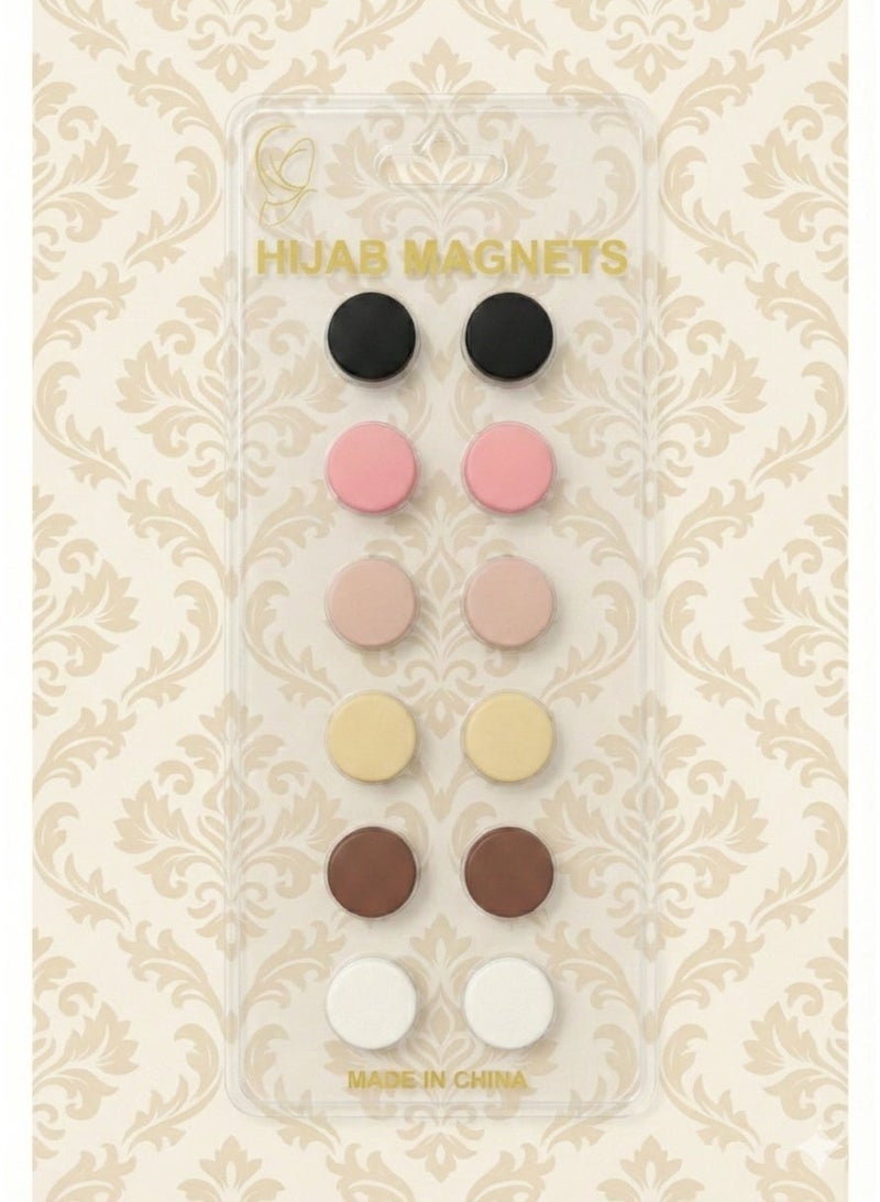 12 Magnetic Hijab Pins – Multi Color Set, Strong Hold, No-Snag Design, Secure Scarf Clips for Hijabs & Shawls - Image 1